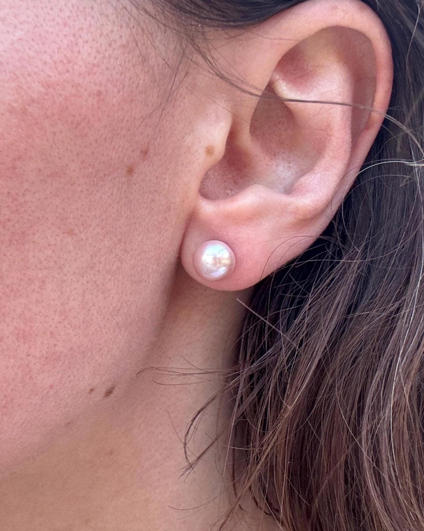 8mm Genuine Freshwater Pearl Stud Earrings, 925 Sterling Silver Pearl Earrings, Tennessee Pearl Jewelry, Classic Pearl Studs, Gift for Her