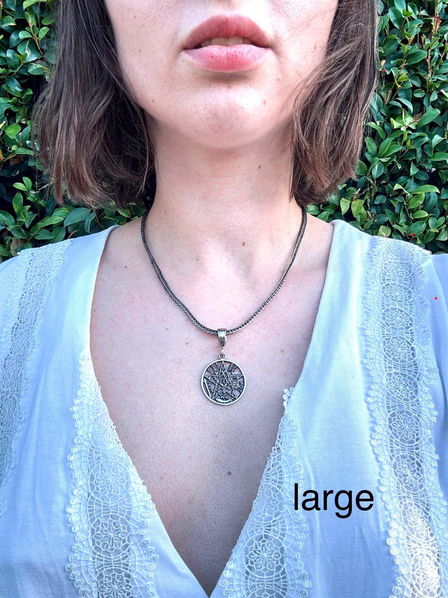 925 Sterling Silver Handmade Pentacle Pendant, Pentagram Necklace, Wiccan Jewelry, Pagan Protection Symbol, Occult Necklace, Witchcraft Gift
