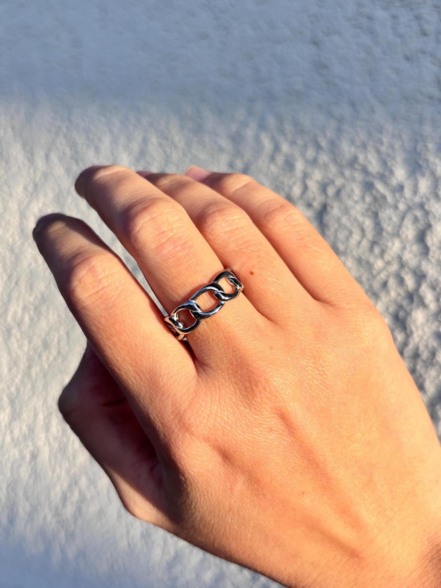Stainless Steel Chain Link Ring, Silver Chain Ring, Minimalist Band Ring, Unisex Statement Ring, Everyday Ring, Modern Jewelry Gift