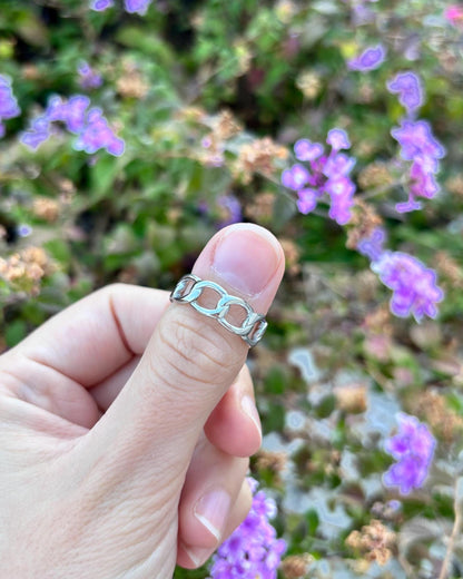 Stainless Steel Chain Link Ring, Silver Chain Ring, Minimalist Band Ring, Unisex Statement Ring, Everyday Ring, Modern Jewelry Gift