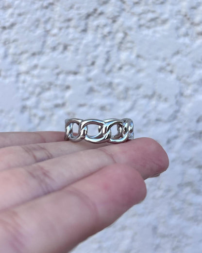 Stainless Steel Chain Link Ring, Silver Chain Ring, Minimalist Band Ring, Unisex Statement Ring, Everyday Ring, Modern Jewelry Gift