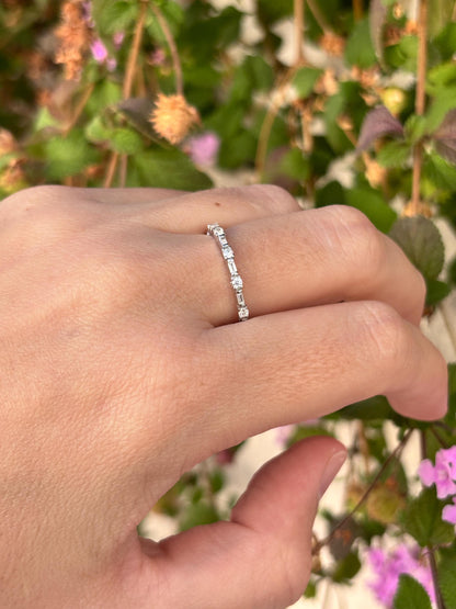 Sterling Silver CZ Eternity Band Ring, Minimalist Stackable Ring, Thin Wedding Band, Dainty Promise Ring, Everyday Jewelry