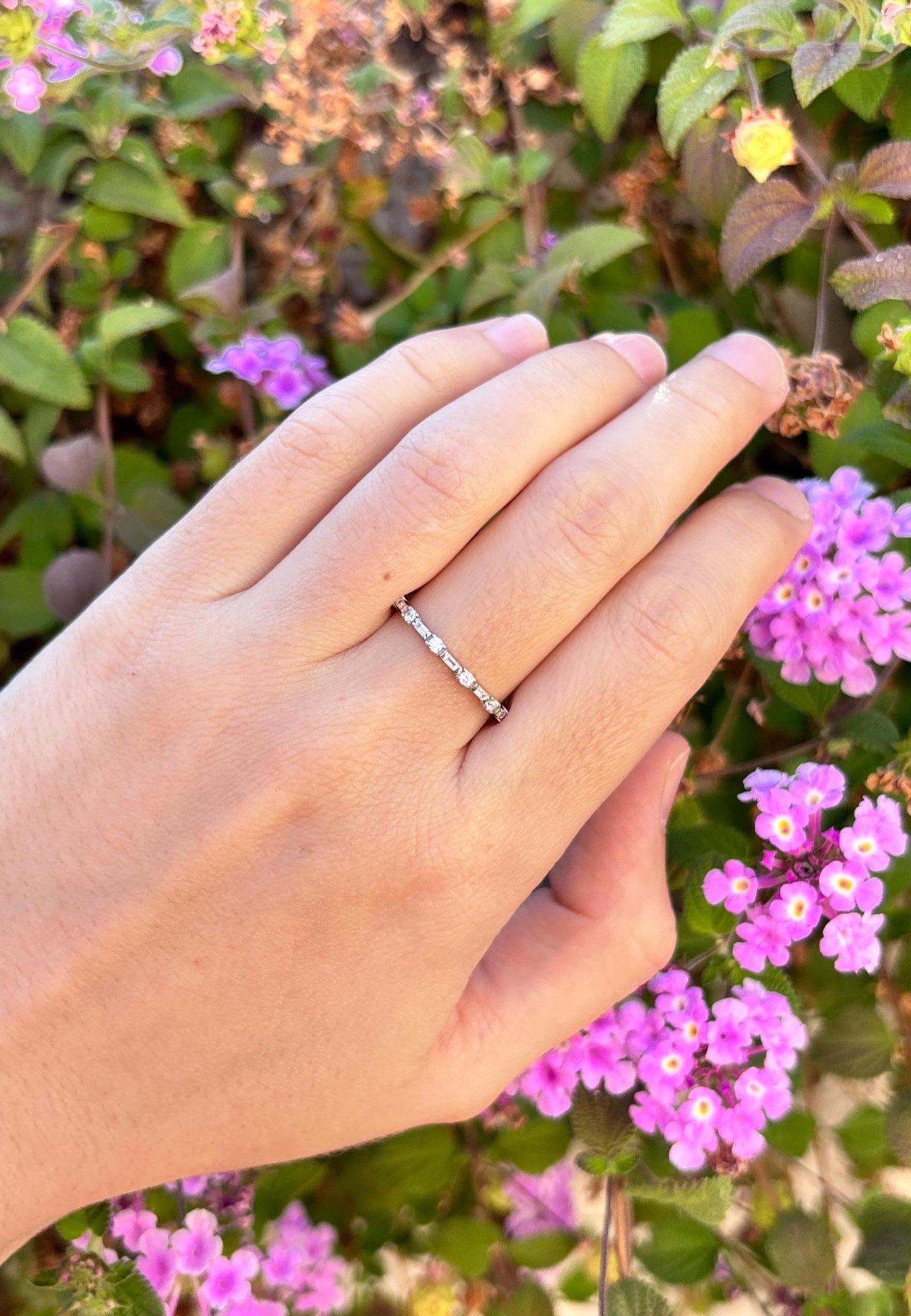 Sterling Silver CZ Eternity Band Ring, Minimalist Stackable Ring, Thin Wedding Band, Dainty Promise Ring, Everyday Jewelry