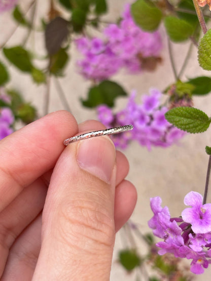 Minimalist Sterling Silver Ring, Thin Textured Stackable Band, Dainty Everyday Ring, Simple 925 Silver Ring for Women