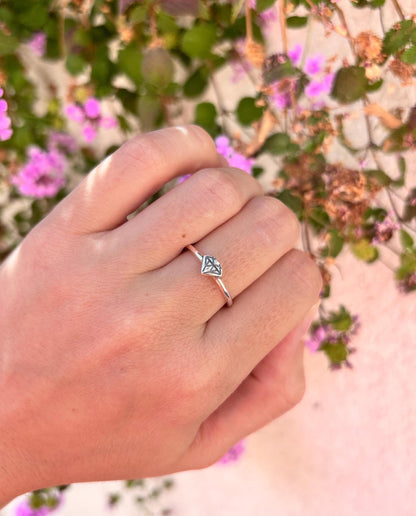 Minimalist Diamond Outline Ring, 925 Sterling Silver Ring, Tiny Diamond Shape Ring, Dainty Stacking Ring, Geometric Jewelry