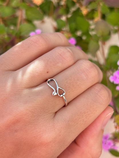 Stethoscope Heart Ring, Nurse Gift Ring, 925 Sterling Silver Medical Jewelry, Doctor RN CNA Gift, Minimalist Healthcare Ring, Physician Ring