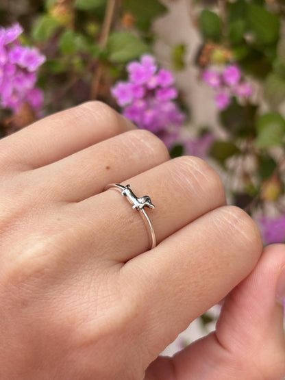 Dachshund Ring, Wiener Dog Ring, Sterling Silver Dog Lover Ring, Minimalist Pet Jewelry, Doxie Ring, Gift for Dog Mom