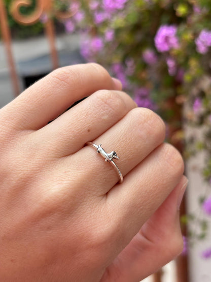 Dachshund Ring, Wiener Dog Ring, Sterling Silver Dog Lover Ring, Minimalist Pet Jewelry, Doxie Ring, Gift for Dog Mom