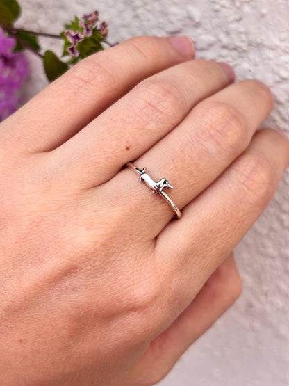Dachshund Ring, Wiener Dog Ring, Sterling Silver Dog Lover Ring, Minimalist Pet Jewelry, Doxie Ring, Gift for Dog Mom