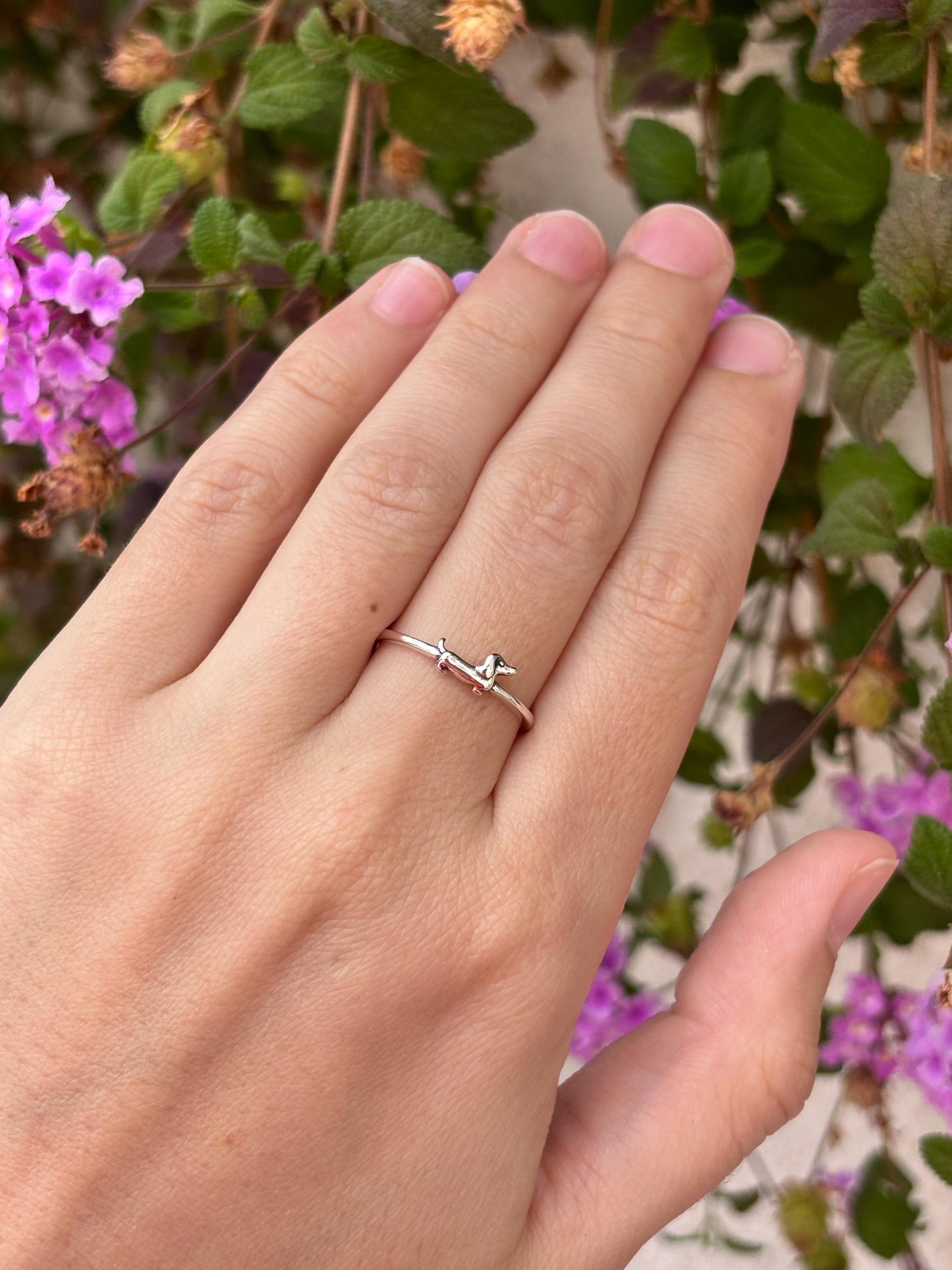 Dachshund Ring, Wiener Dog Ring, Sterling Silver Dog Lover Ring, Minimalist Pet Jewelry, Doxie Ring, Gift for Dog Mom