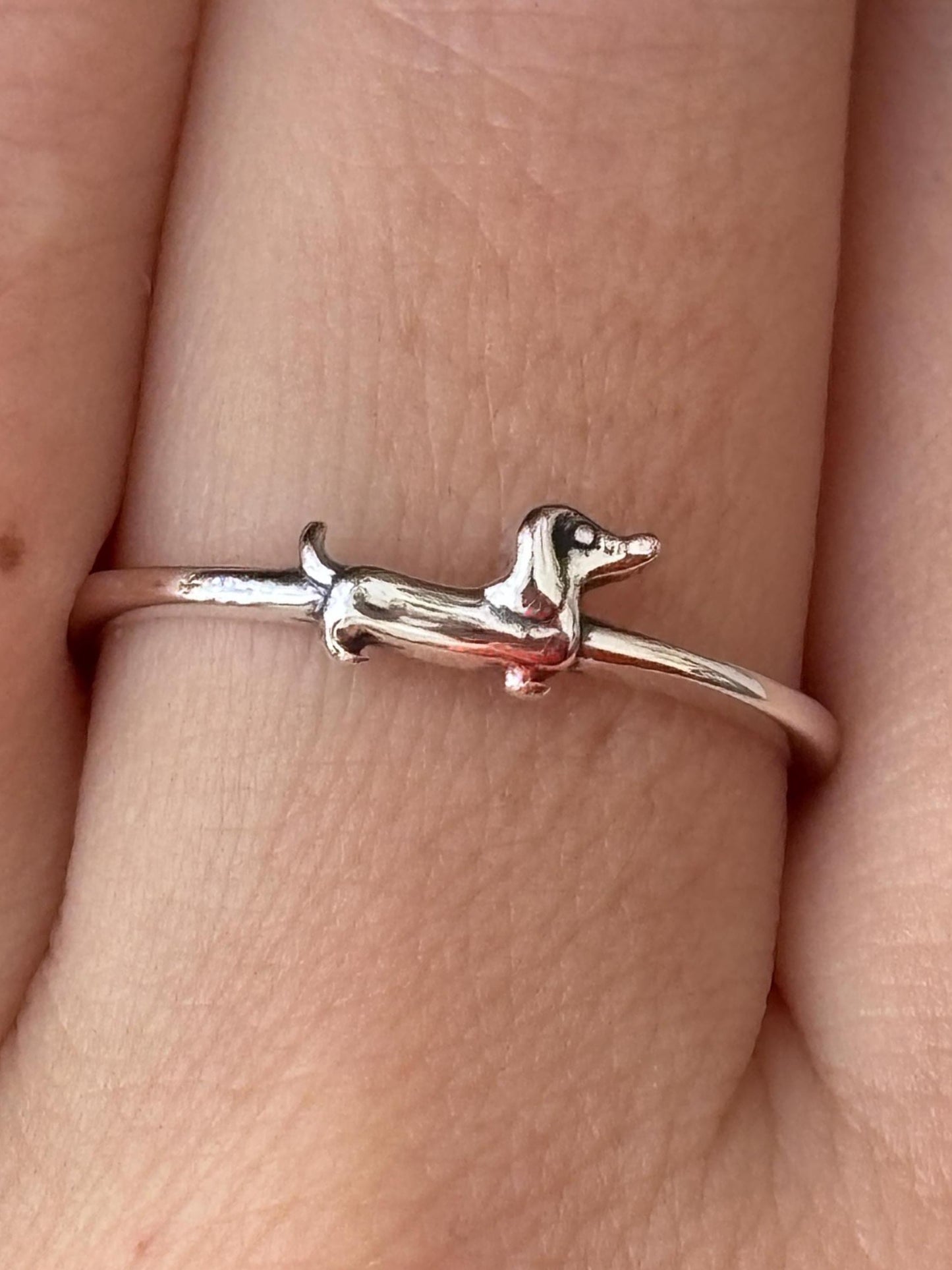 Dachshund Ring, Wiener Dog Ring, Sterling Silver Dog Lover Ring, Minimalist Pet Jewelry, Doxie Ring, Gift for Dog Mom
