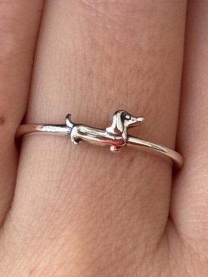 Dachshund Ring, Wiener Dog Ring, Sterling Silver Dog Lover Ring, Minimalist Pet Jewelry, Doxie Ring, Gift for Dog Mom