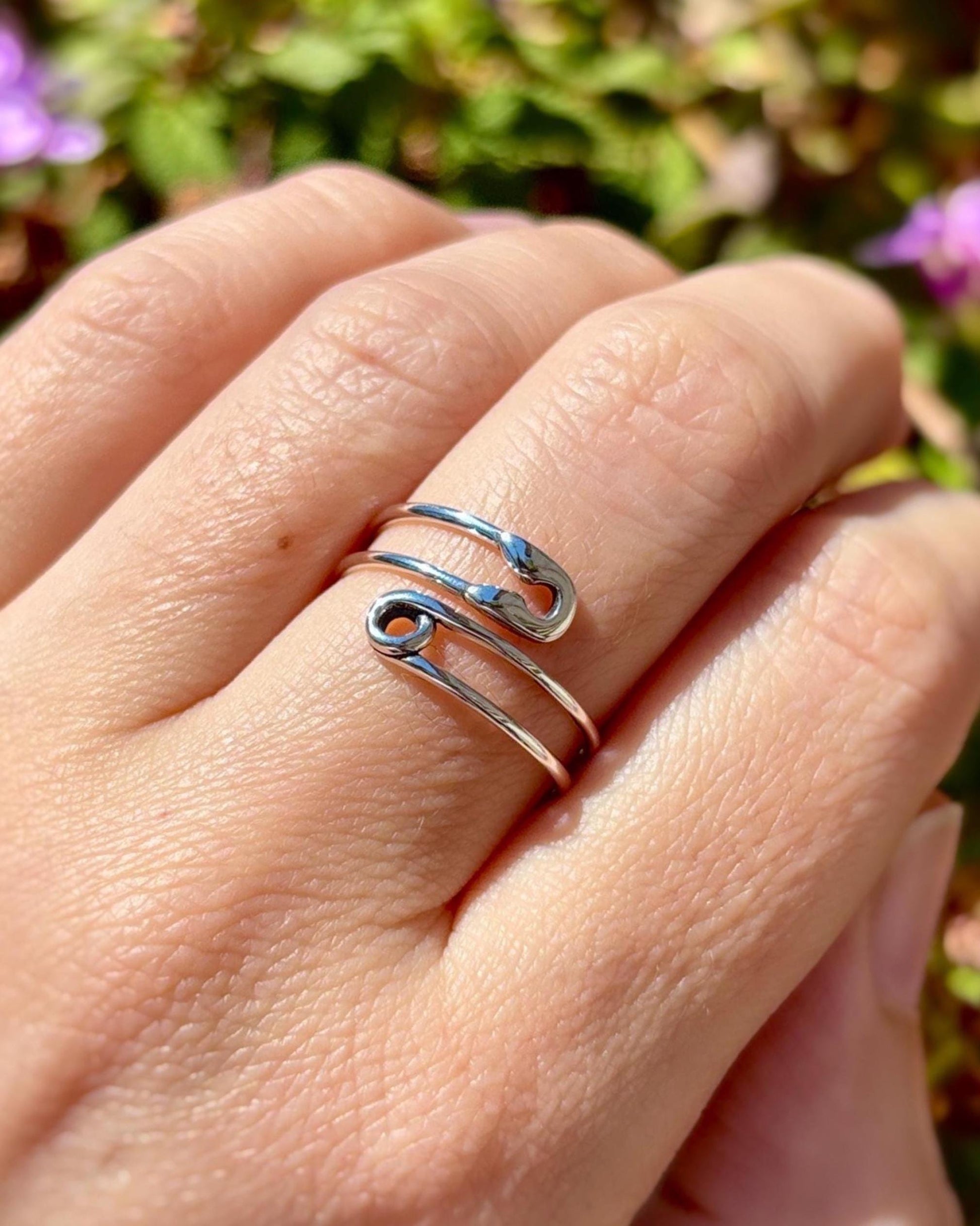 Handmade 925 Sterling Silver Safety Pin Ring, Minimalist Adjustable Open Ring, Punk Inspired Dainty Ring, Everyday Jewelry Gift for Her
