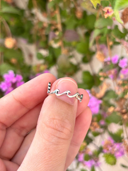 Mountain Wave Tree Ring, Nature Inspired Sterling Silver Ring, Forest Ring, Hiking Jewelry, Adventure Ring, Outdoor Lover Gift