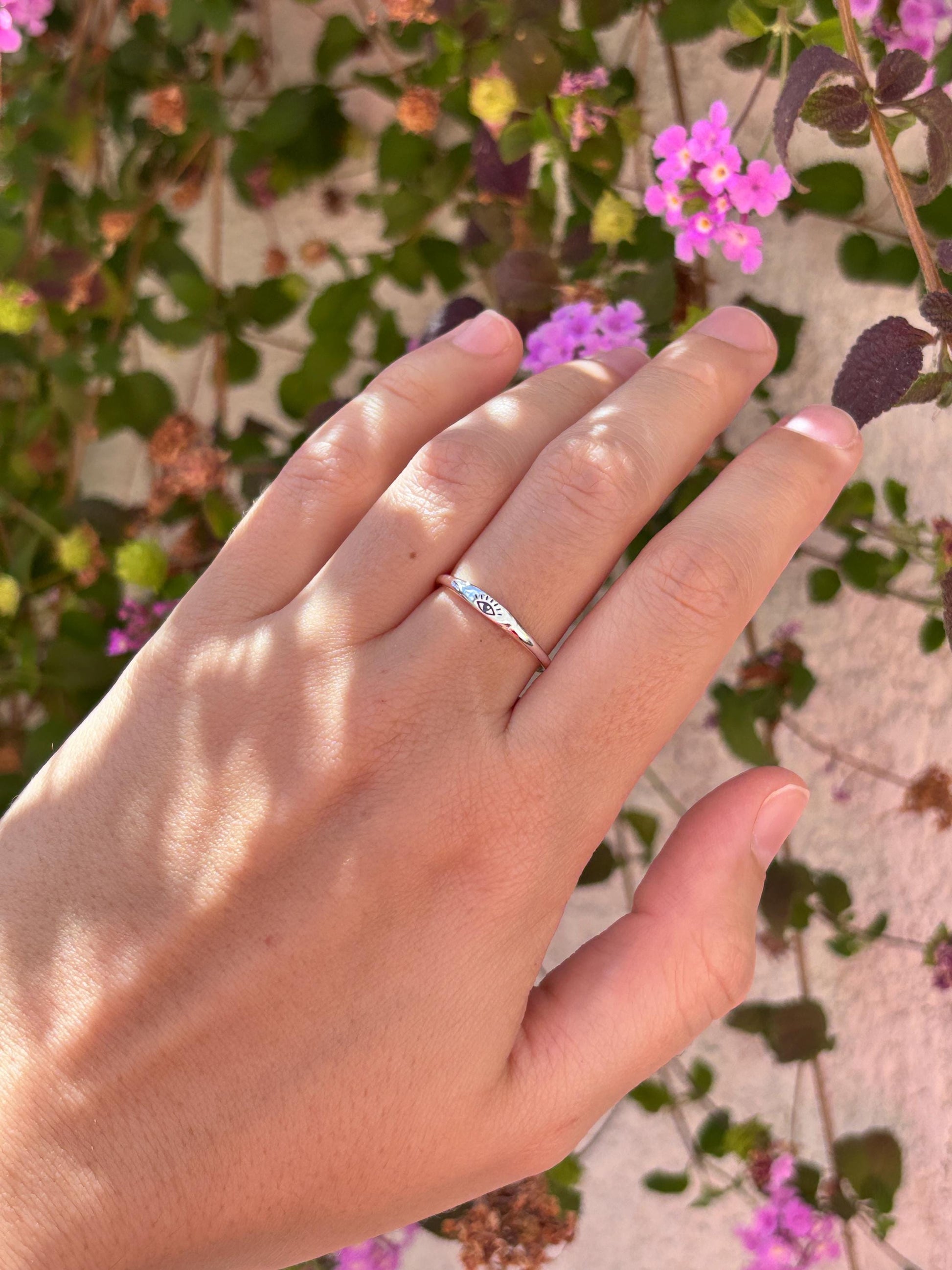 Evil Eye Ring, Sterling Silver Protection Ring, Minimalist Eye Ring, Symbolic Jewelry, Lucky Charm Ring, Spiritual Gift for Her