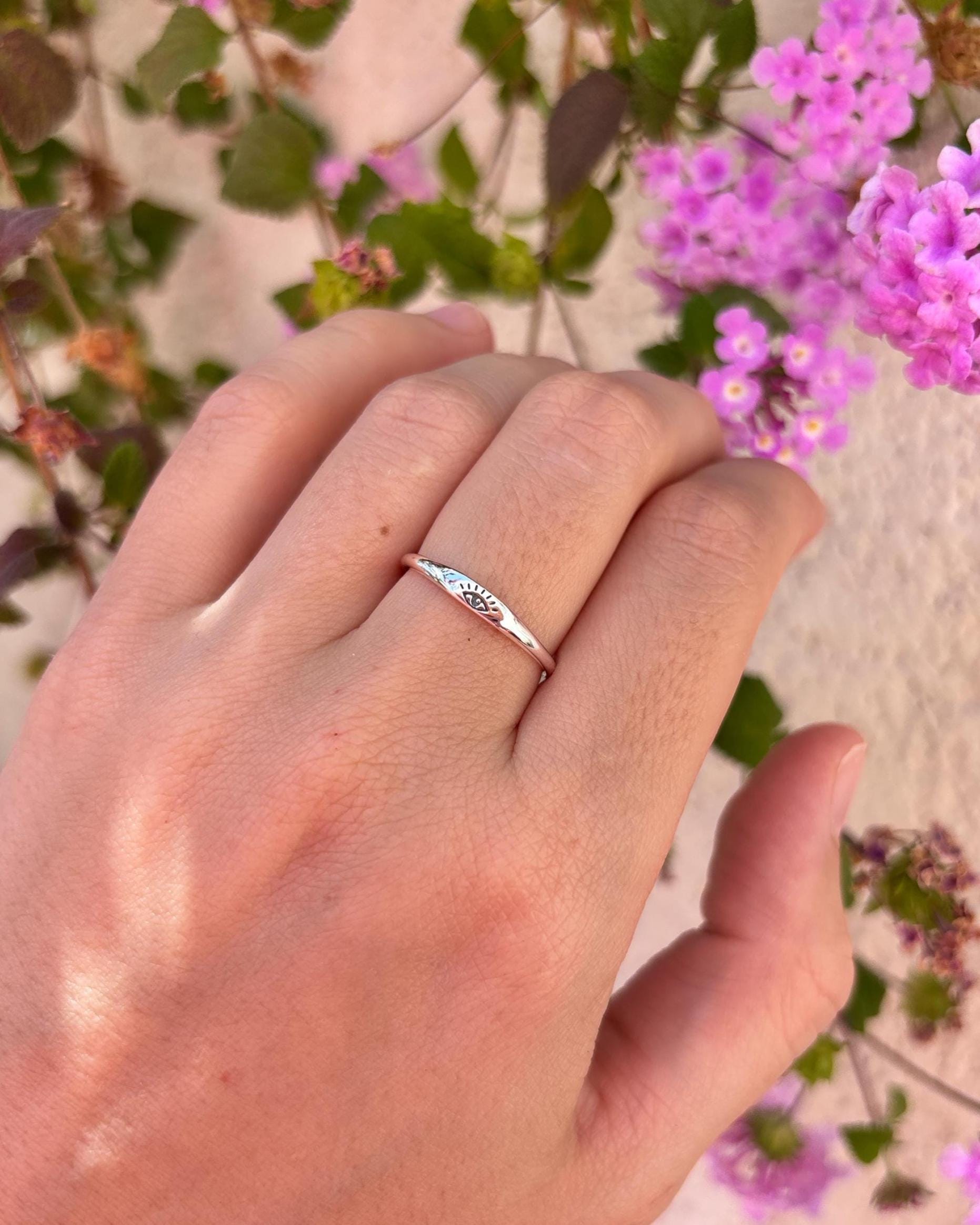 Evil Eye Ring, Sterling Silver Protection Ring, Minimalist Eye Ring, Symbolic Jewelry, Lucky Charm Ring, Spiritual Gift for Her