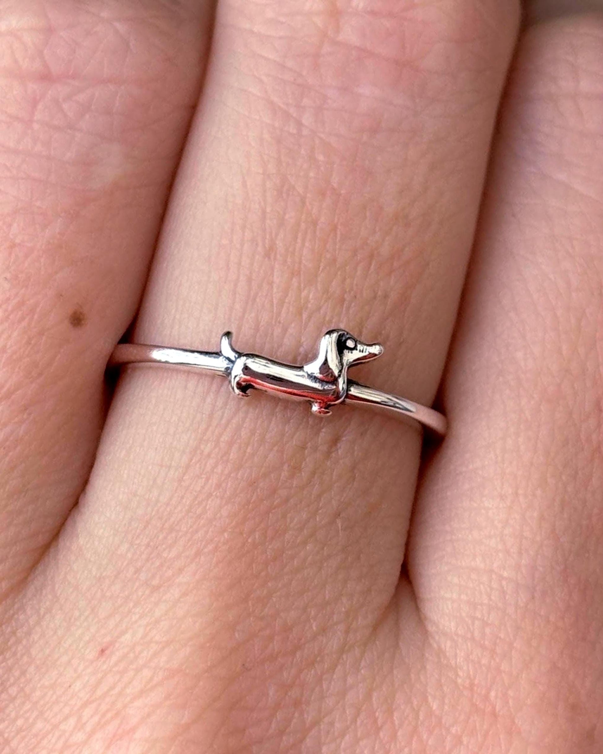Dachshund Ring, Wiener Dog Ring, Sterling Silver Dog Lover Ring, Minimalist Pet Jewelry, Doxie Ring, Gift for Dog Mom
