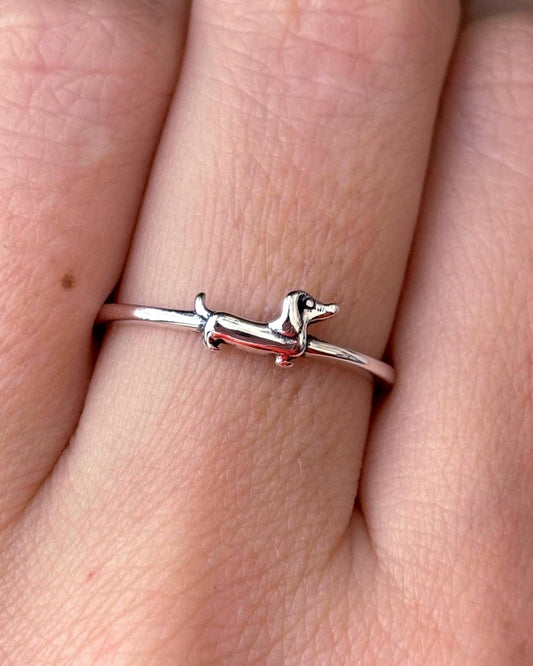 Dachshund Ring, Wiener Dog Ring, Sterling Silver Dog Lover Ring, Minimalist Pet Jewelry, Doxie Ring, Gift for Dog Mom