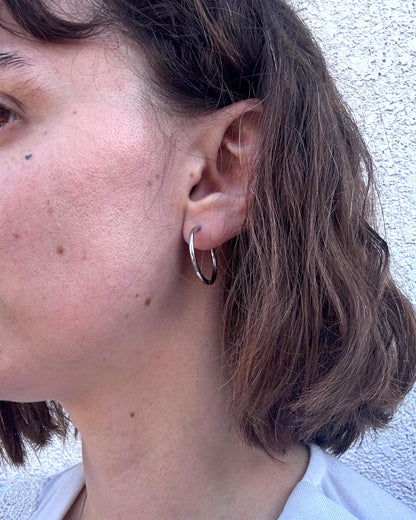 Stainless Steel Hoop Earrings, 25mm Hoop Earrings, Hypoallergenic Earrings, Lightweight Hoops, Minimalist Everyday Jewelry