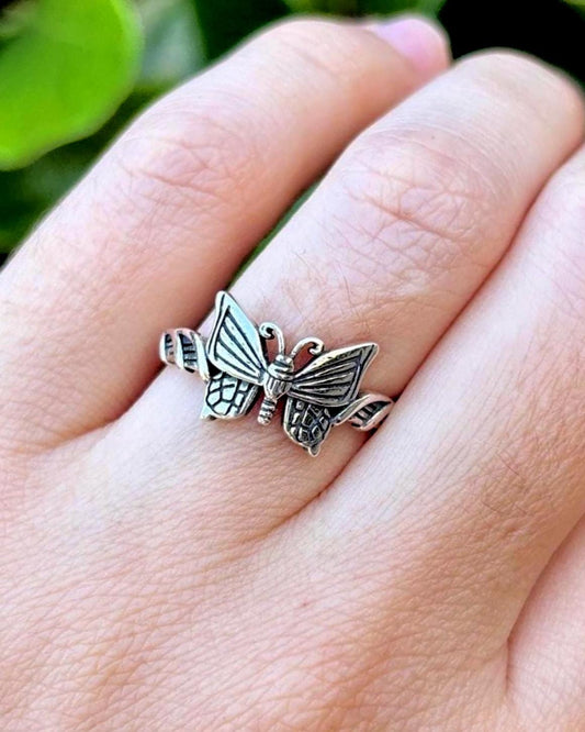 Butterfly Ring 925 Sterling Silver, Nature Inspired Ring, Adjustable Butterfly Jewelry, Cottagecore Ring, Gift for Her