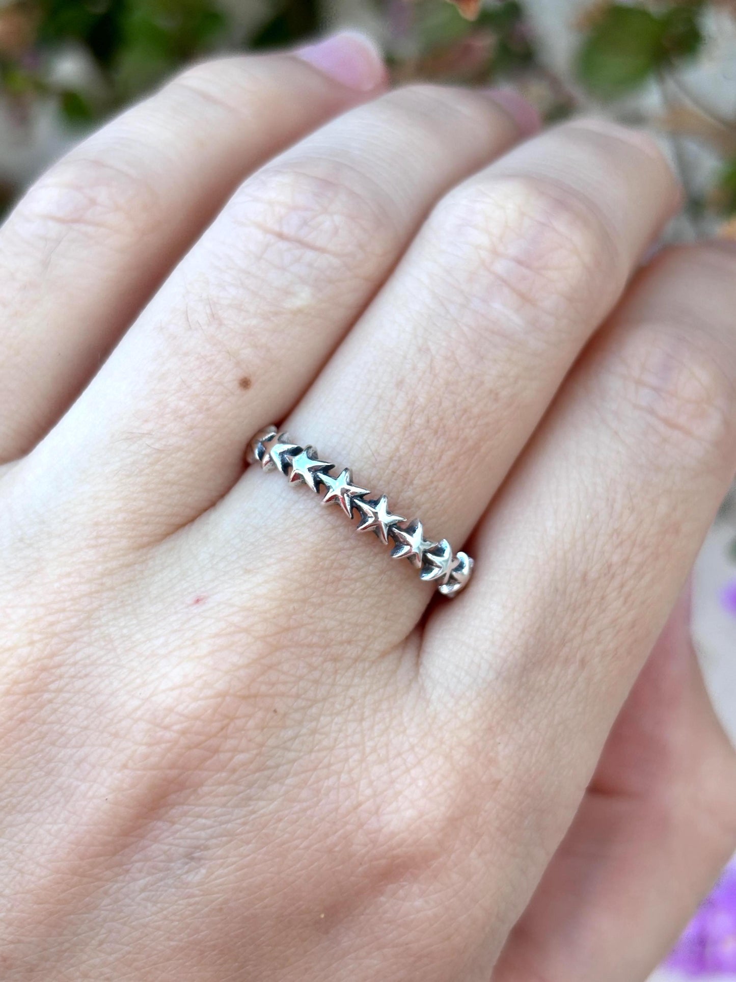 Sterling Silver Star Ring, Celestial Band Ring, 925 Silver Star Stack Ring, Minimalist Star Jewelry, Cosmic Ring, Gift for Her