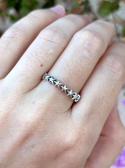 Sterling Silver Star Ring, Celestial Band Ring, 925 Silver Star Stack Ring, Minimalist Star Jewelry, Cosmic Ring, Gift for Her