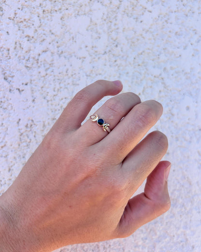 Sterling Silver Triple Moon Ring, Black Onyx Ring, Moon Goddess Ring, Celestial Ring, Wiccan Jewelry, Witchy Ring, Gift for Her, Pagan Ring
