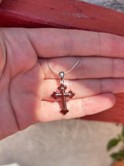 925 Sterling Silver Cross Necklace, Christian Cross Pendant, Faith Necklace, Snake Chain, Religious Jewelry Gift