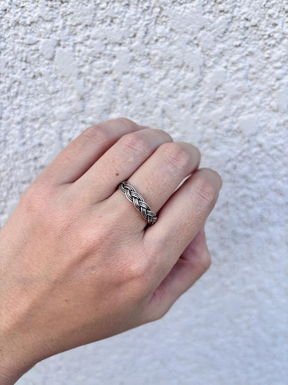 Sterling Silver Celtic Knot Ring, Infinity Band Ring, Viking Knot Ring, Trinity Knot Ring, Braided Ring, Minimalist Band