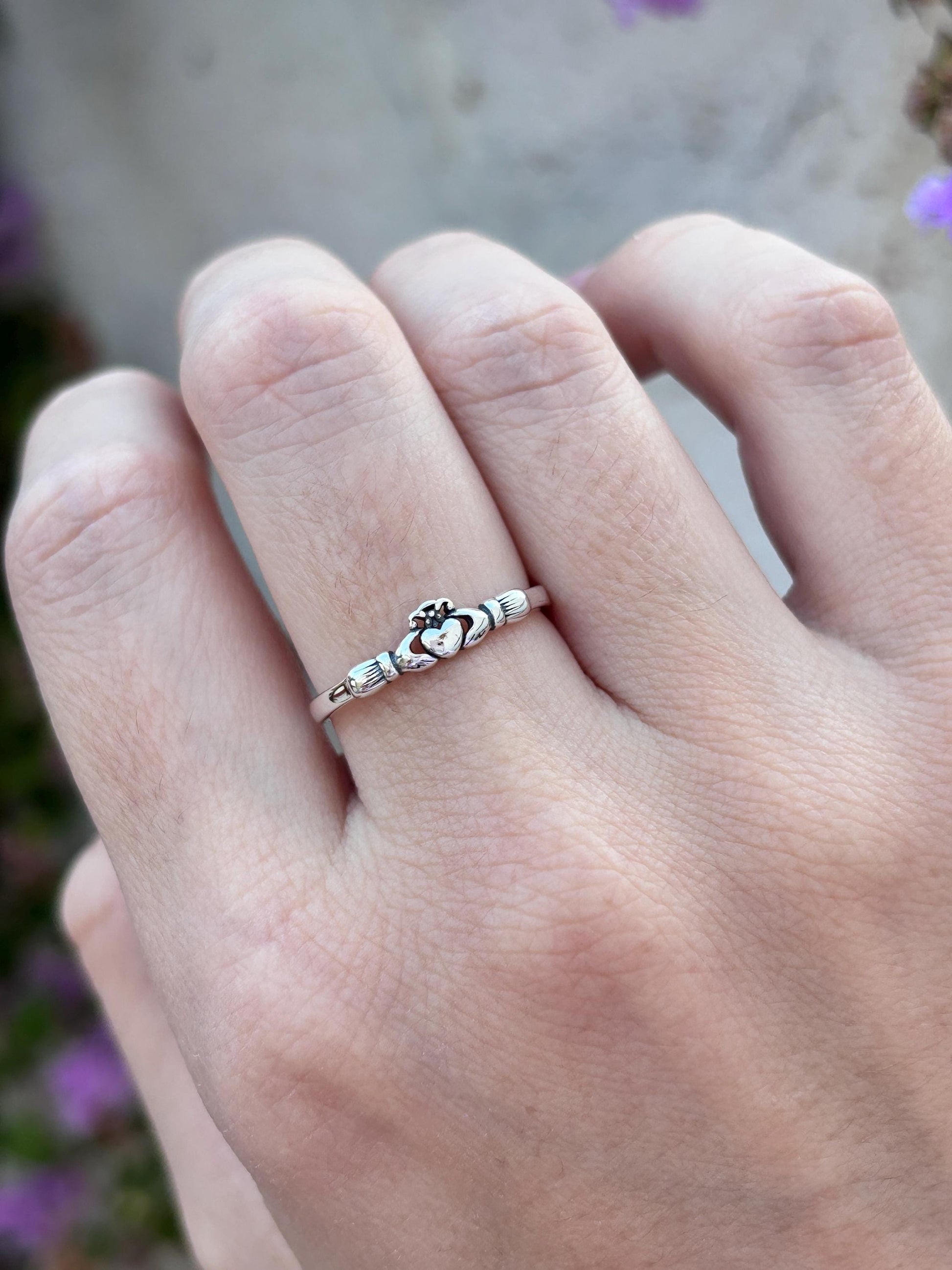 Sterling Silver Claddagh Ring, Irish Promise Ring, Celtic Love Ring, Friendship Ring, Heart Hands Crown Ring, Gift for Her