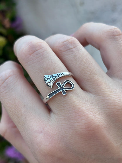 Sterling Silver Ankh Ring, Egyptian Cross Ring, Ankh Symbol Jewelry, Ancient Egypt Ring, Spiritual Protection Ring, 925 Silver Gift