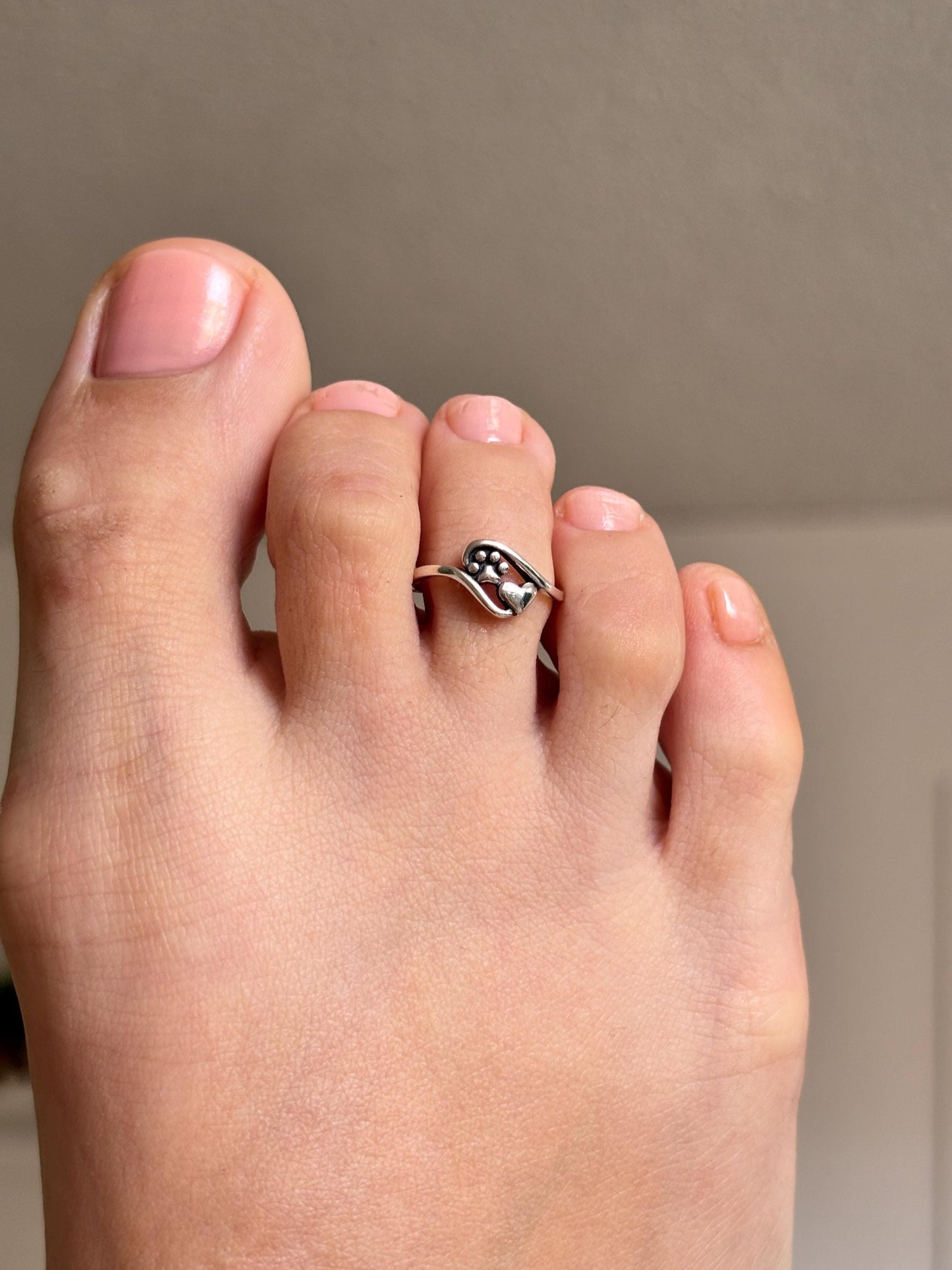 925 Sterling Silver Paw Print Toe Ring, Dog Lover Toe Ring, Cat Lover Jewelry, Adjustable Silver Toe Ring, Pet Memorial Gift, Summer Jewelry