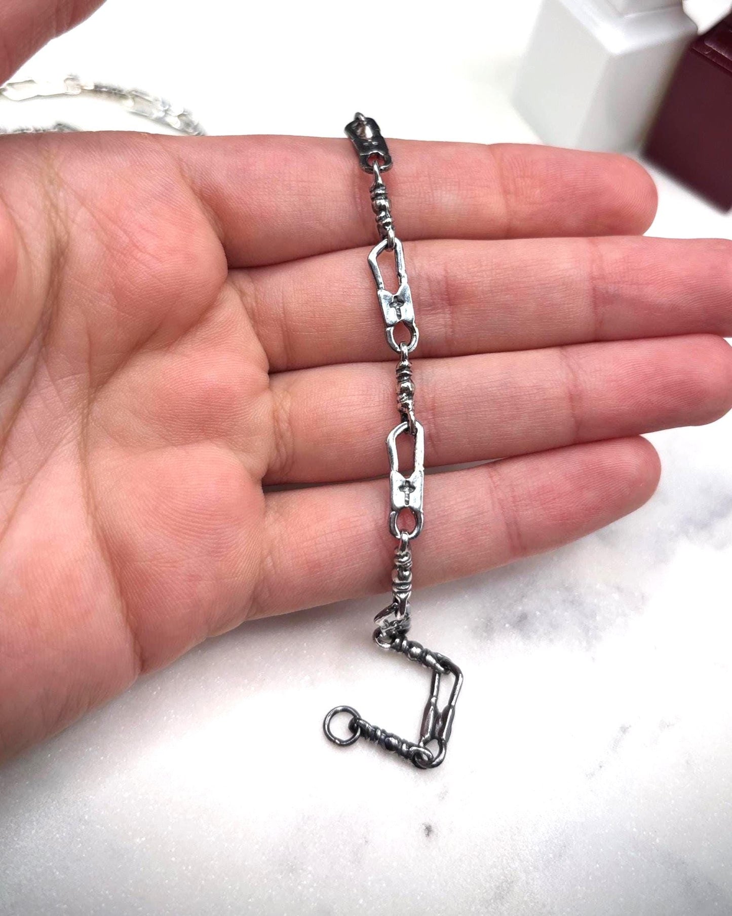 925 Sterling Silver Fisherman Chain, Fishers of Men Jewelry, Christian Chain Jewelry, Symbolic Faith Chain, Vintage Handmade Religious Chain
