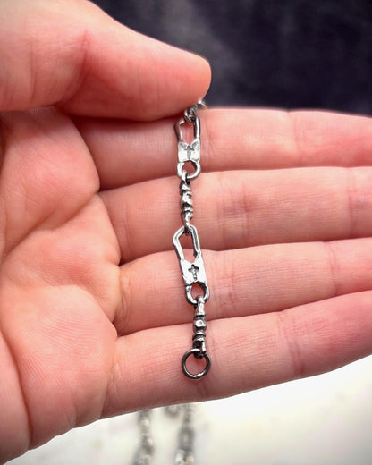 925 Sterling Silver Fisherman Chain, Fishers of Men Jewelry, Christian Chain Jewelry, Symbolic Faith Chain, Vintage Handmade Religious Chain