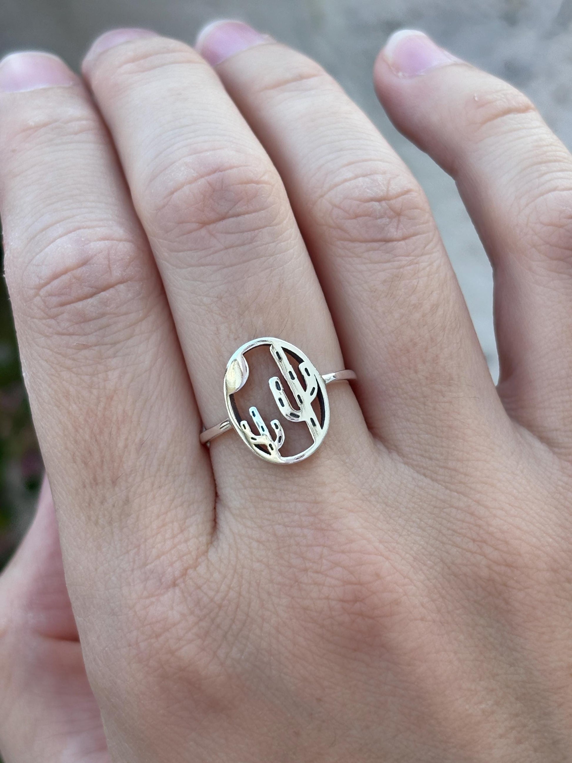 Cactus Ring, Sterling Silver Desert Ring, Southwest Jewelry, Arizona Cactus Ring, Nature Inspired Ring, Minimalist Silver Ring, Gift for Her