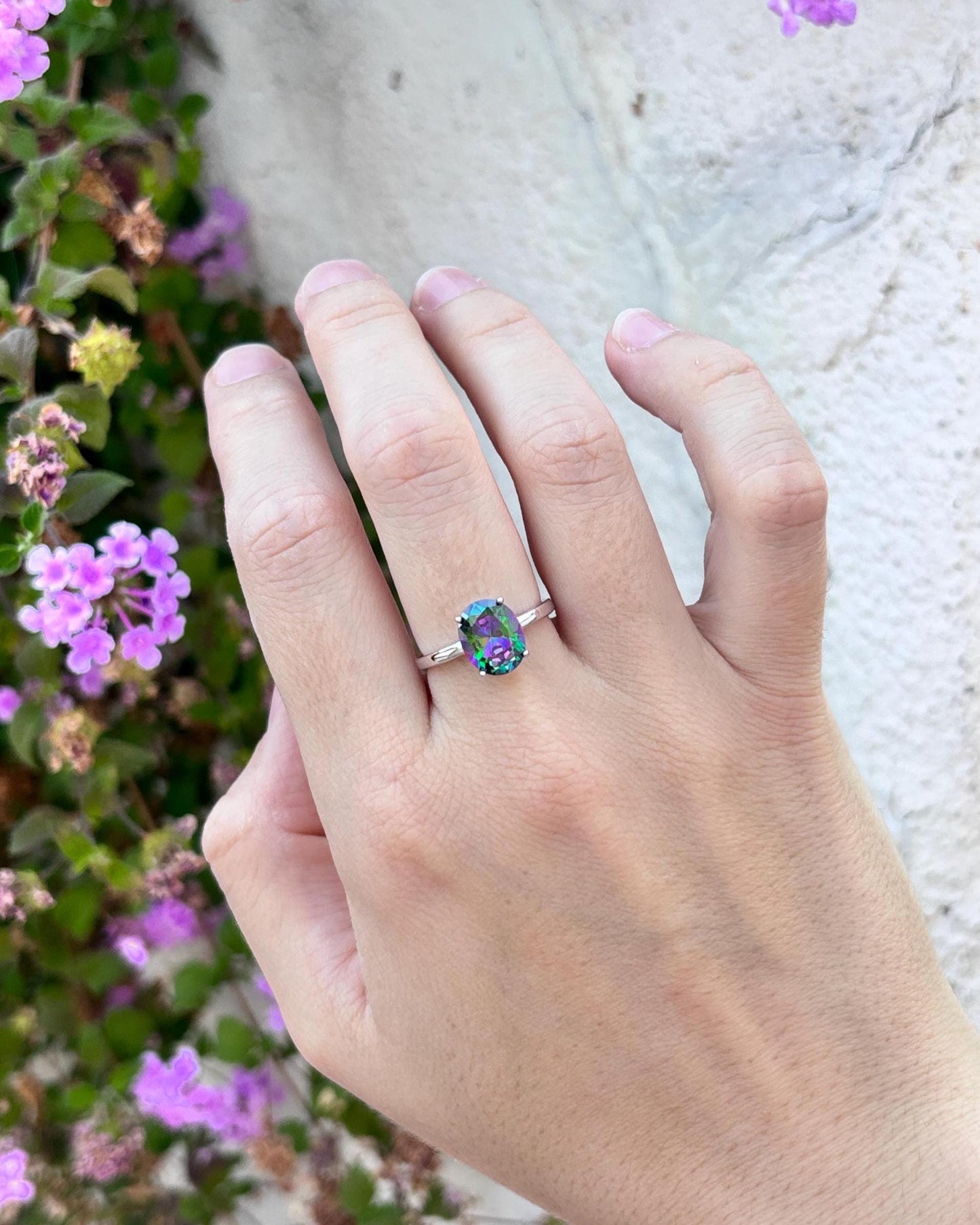 Mystic Topaz Ring 925 Sterling Silver, Rainbow Topaz Ring, Celestial Ring, Galaxy Ring, Color Changing Stone Ring, Gift for Her