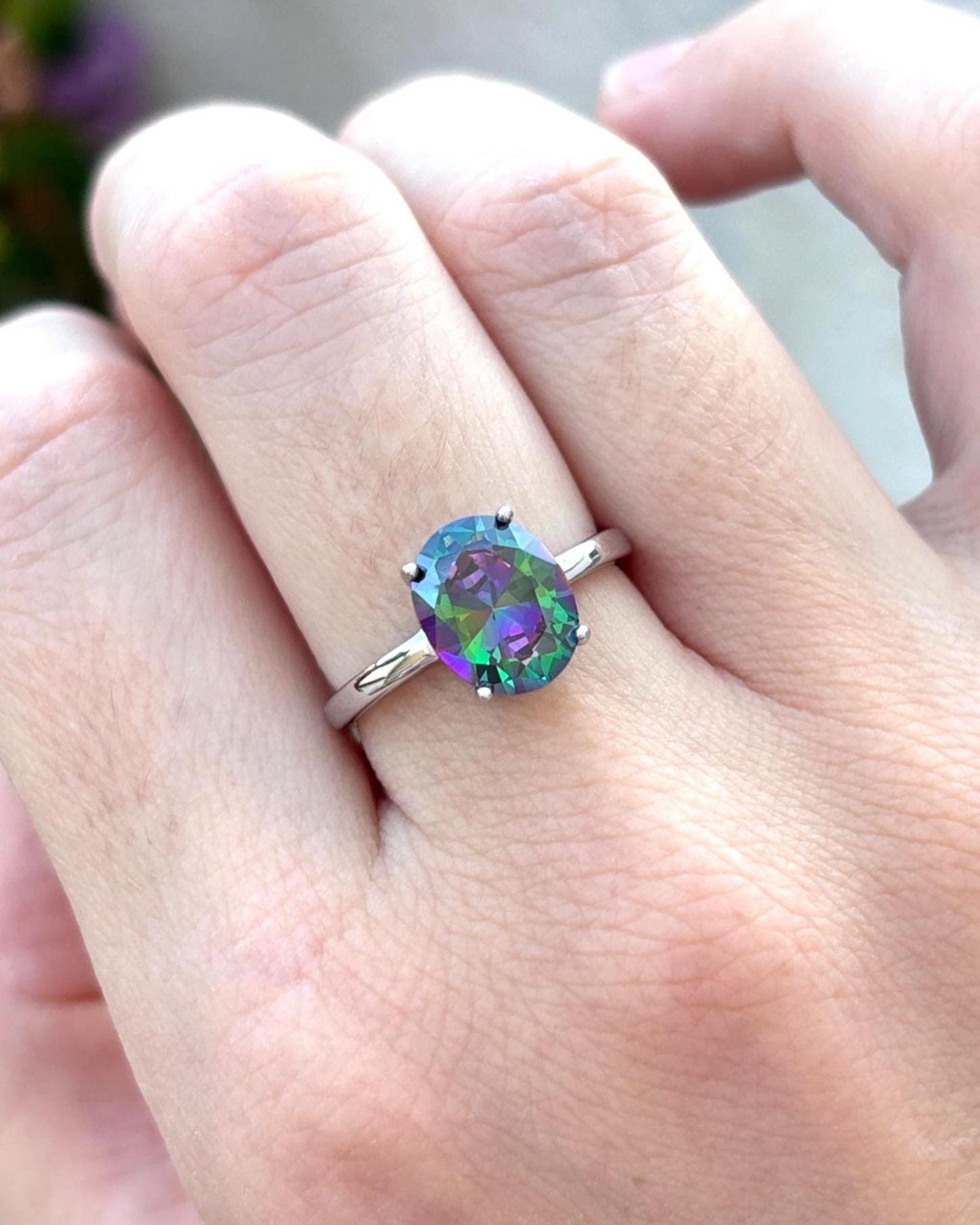 Mystic Topaz Ring 925 Sterling Silver, Rainbow Topaz Ring, Celestial Ring, Galaxy Ring, Color Changing Stone Ring, Gift for Her