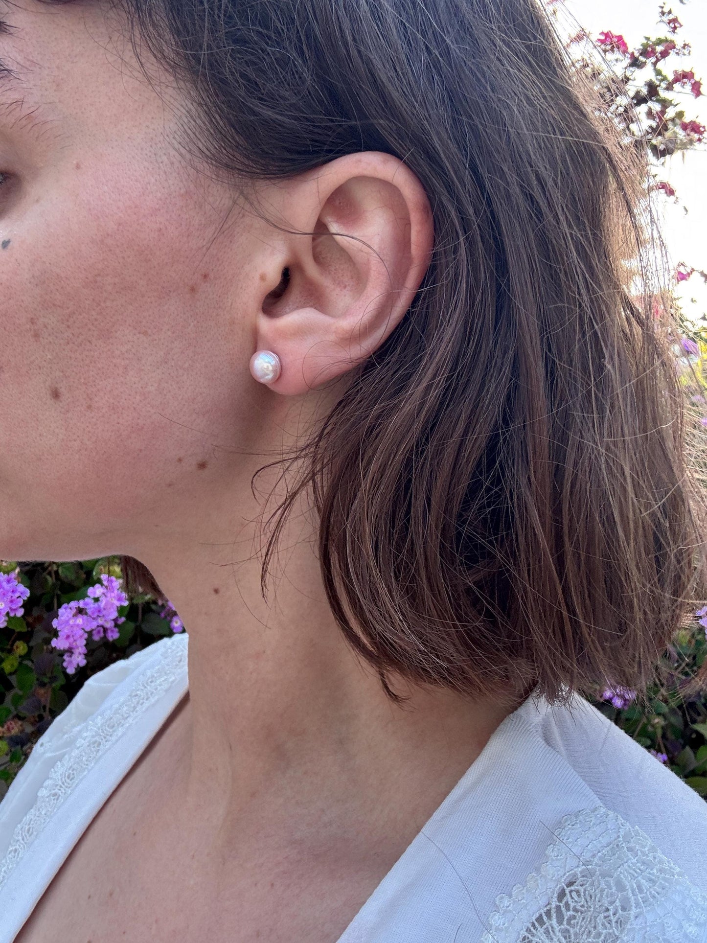 8mm Genuine Freshwater Pearl Stud Earrings, 925 Sterling Silver Pearl Earrings, Tennessee Pearl Jewelry, Classic Pearl Studs, Gift for Her