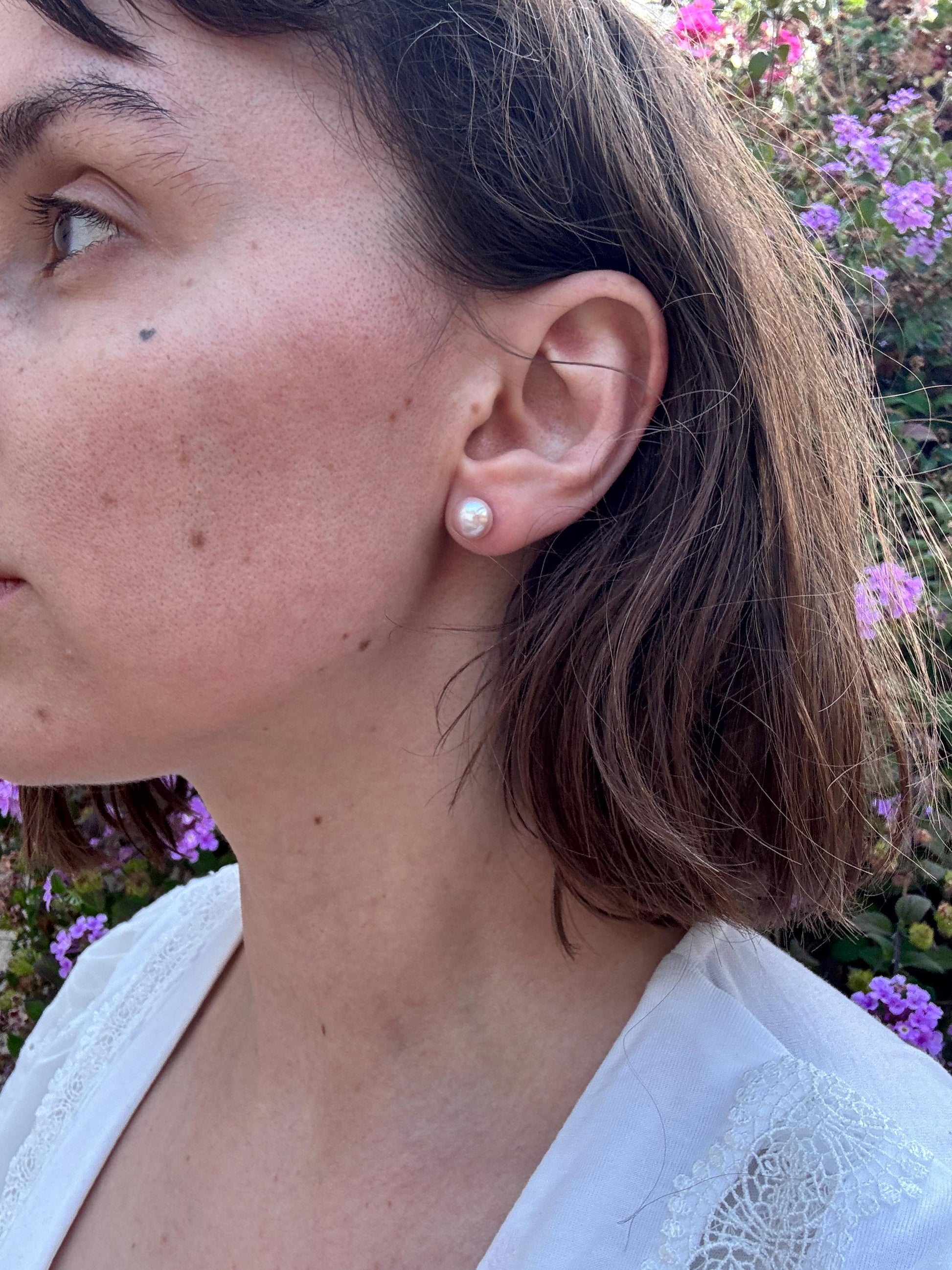 8mm Genuine Freshwater Pearl Stud Earrings, 925 Sterling Silver Pearl Earrings, Tennessee Pearl Jewelry, Classic Pearl Studs, Gift for Her