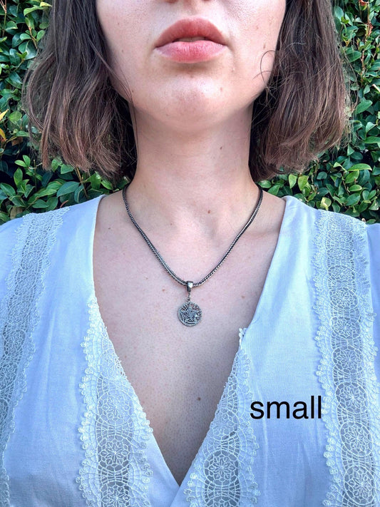 925 Sterling Silver Handmade Pentacle Pendant, Pentagram Necklace, Wiccan Jewelry, Pagan Protection Symbol, Occult Necklace, Witchcraft Gift