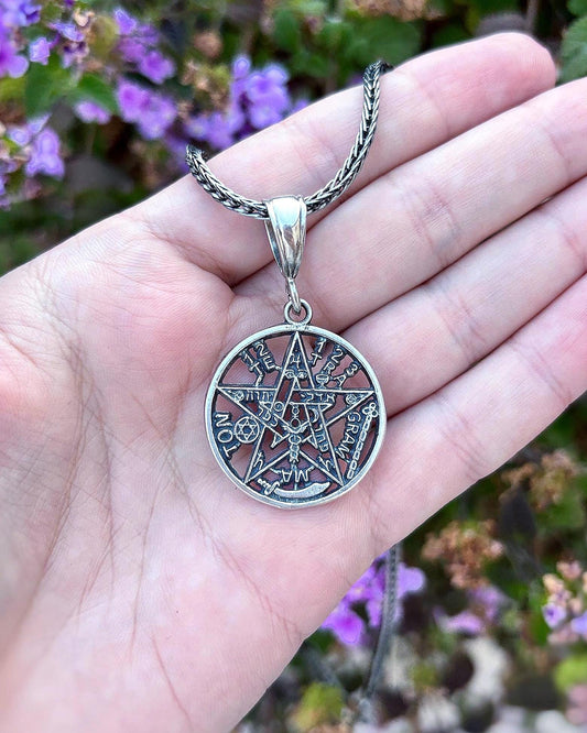 925 Sterling Silver Handmade Pentacle Pendant, Pentagram Necklace, Wiccan Jewelry, Pagan Protection Symbol, Occult Necklace, Witchcraft Gift