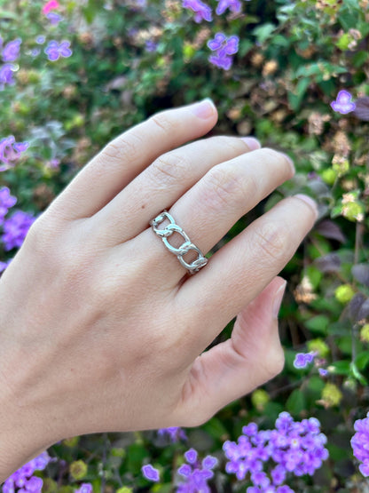 Stainless Steel Chain Link Ring, Silver Chain Ring, Minimalist Band Ring, Unisex Statement Ring, Everyday Ring, Modern Jewelry Gift