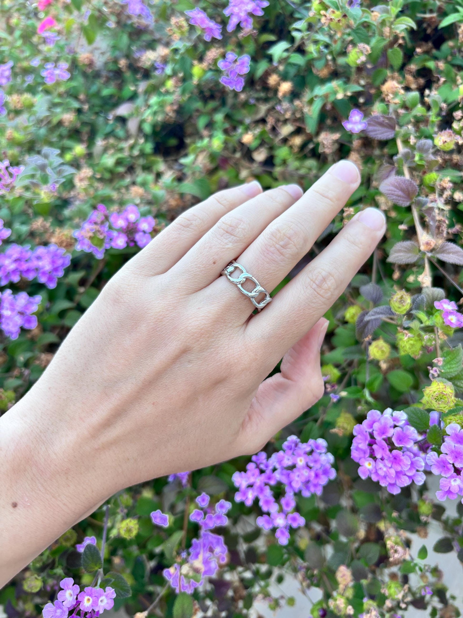 Stainless Steel Chain Link Ring, Silver Chain Ring, Minimalist Band Ring, Unisex Statement Ring, Everyday Ring, Modern Jewelry Gift