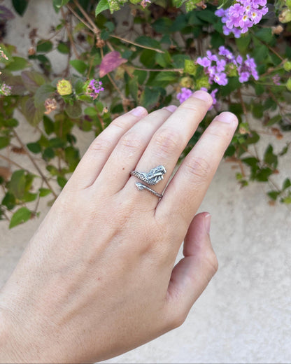 Mermaid Ring 925 Sterling Silver, Mermaid Tail Ring, Ocean Inspired Ring, Adjustable Mermaid Jewelry, Fantasy Sea Ring, Beach Lover Gift