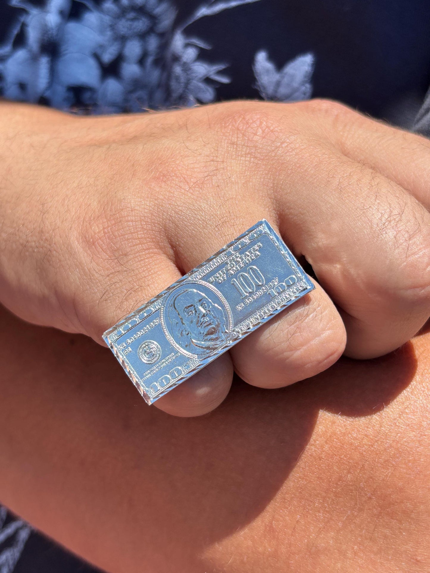 Money Ring 925 Sterling Silver, 100 Dollar Bill Ring, Double Finger Ring, Statement Ring, Cash Ring, Unique Silver Ring, Gift for Him Her
