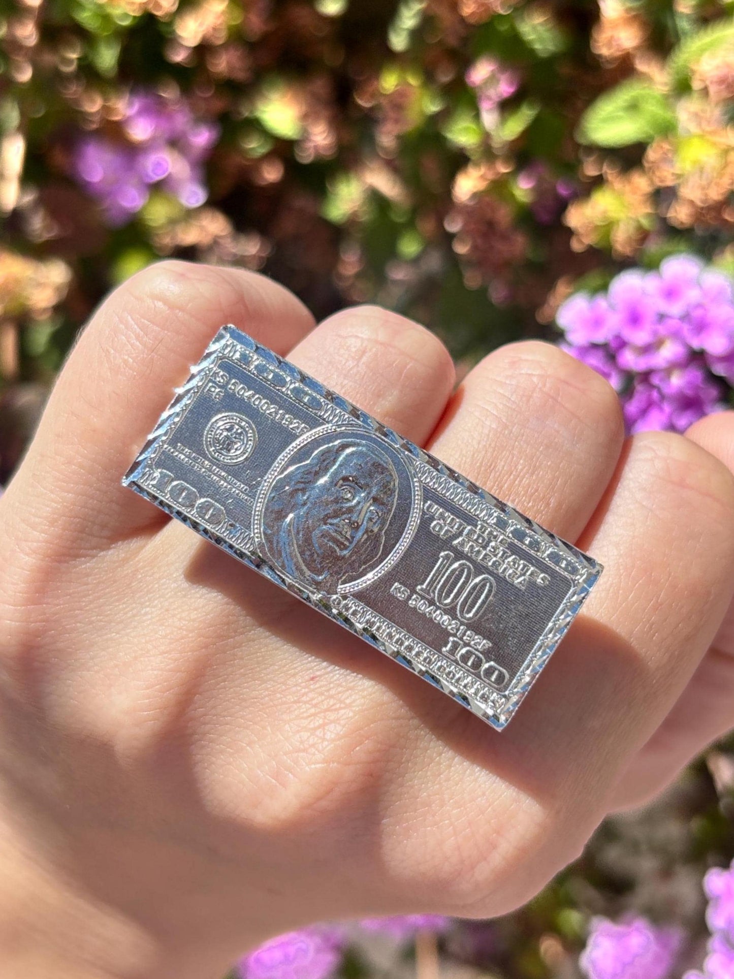Money Ring 925 Sterling Silver, 100 Dollar Bill Ring, Double Finger Ring, Statement Ring, Cash Ring, Unique Silver Ring, Gift for Him Her