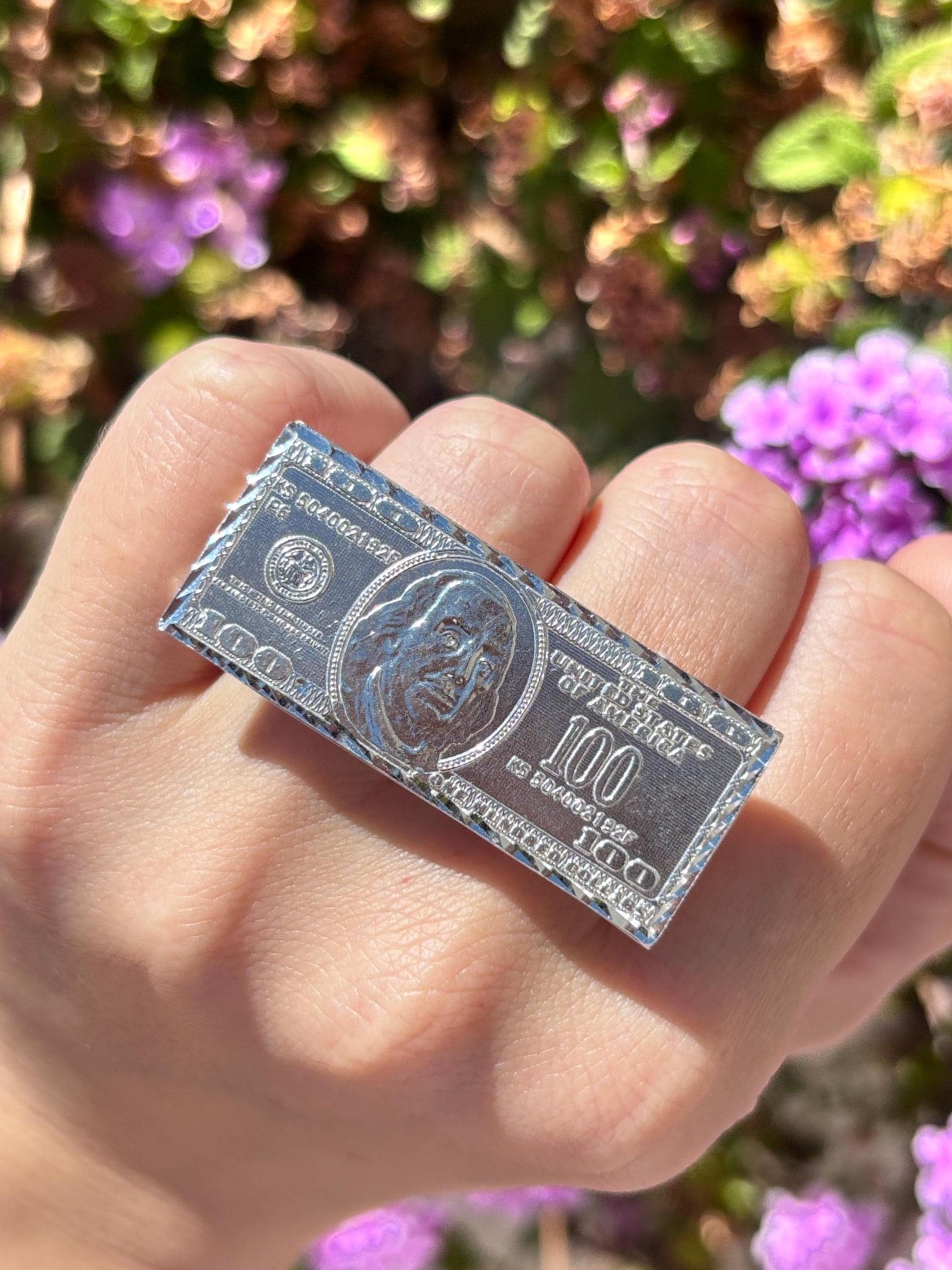 Money Ring 925 Sterling Silver, 100 Dollar Bill Ring, Double Finger Ring, Statement Ring, Cash Ring, Unique Silver Ring, Gift for Him Her