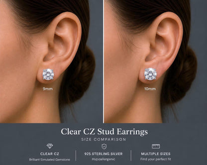 Sterling Silver Clear CZ Stud Earrings, Diamond Stud Earrings, 925 Silver Studs, Minimalist Earrings, Bridal Earrings, Everyday Jewelry