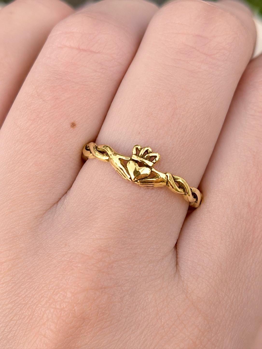Claddagh Ring Sterling Silver, Celtic Heart Ring, Irish Love Knot Ring, Minimalist Promise Ring, Dainty 925 Silver Jewelry