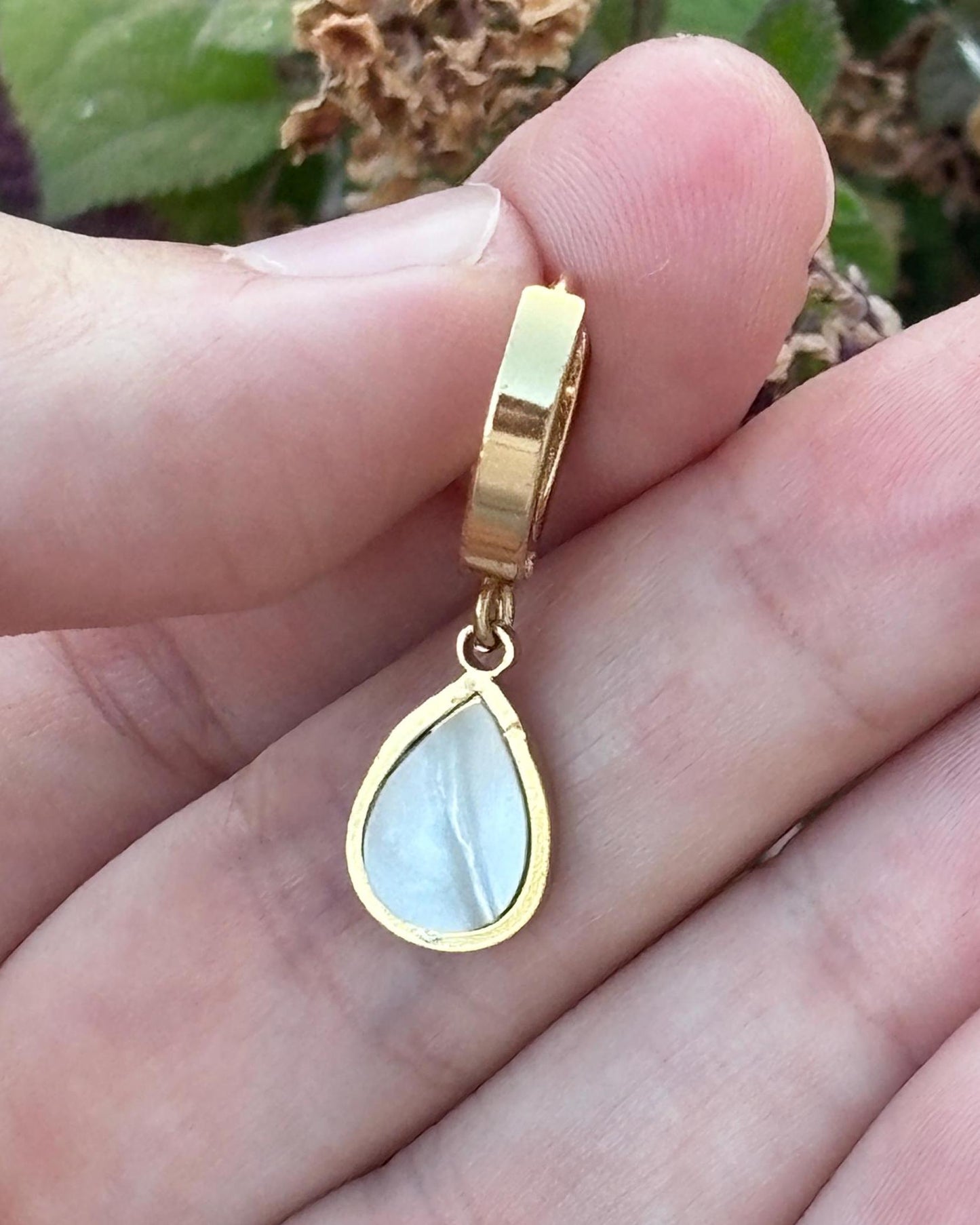 Mother of Pearl Drop Earrings, Gold Huggie Earrings, Stainless Steel Earrings, Minimalist Pearl Earrings, Hypoallergenic Jewelry Gift